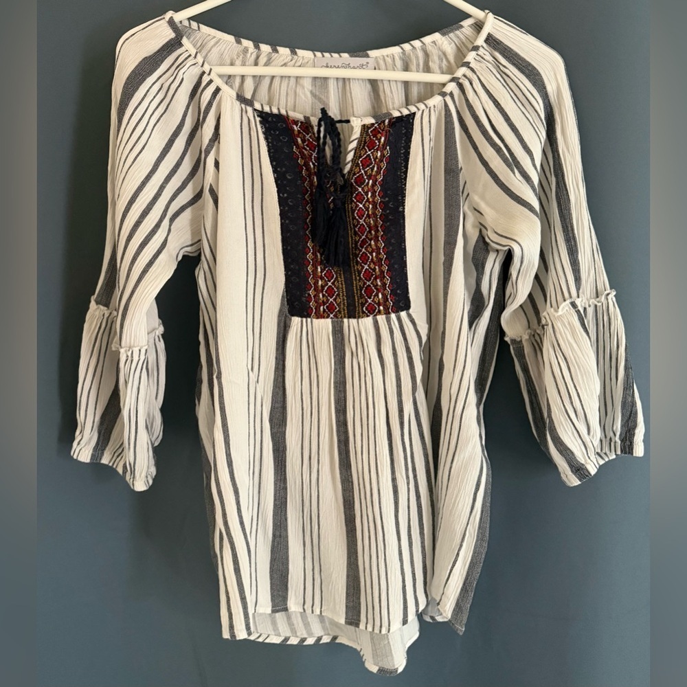 🌿 Karen Hardt Boho Blouse – Size M - Picture 1 of 4
